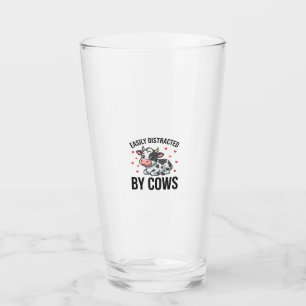 Easily Distracted by Cows Vintage Cow Graphic_1 Glass