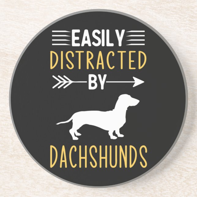 Easily Distracted By Dachshunds Coaster (Front)