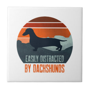 Easily Distracted By Dachshunds Dog Walking Ceramic Tile