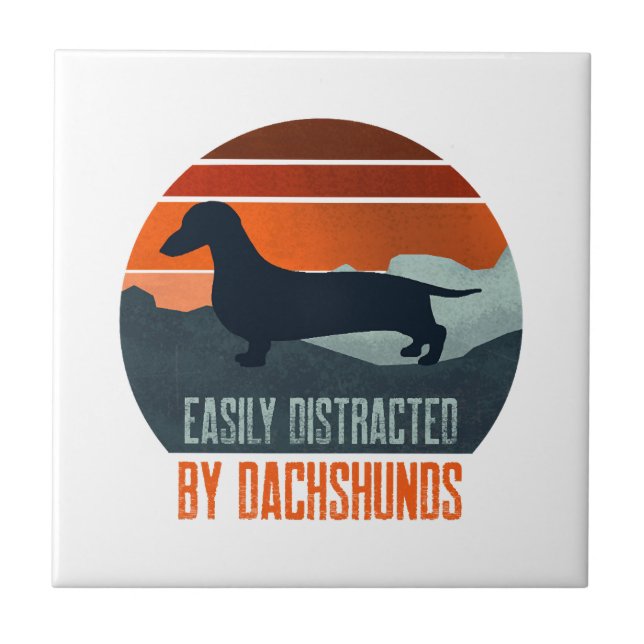 Easily Distracted By Dachshunds Dog Walking Ceramic Tile (Front)