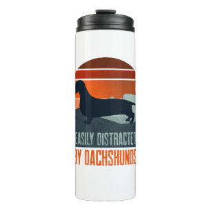Easily Distracted By Dachshunds Dog Walking Thermal Tumbler