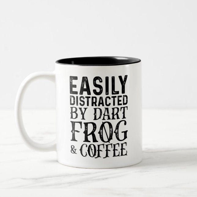 Easily Distracted By Dart Frog And Coffee Two-Tone Coffee Mug (Left)