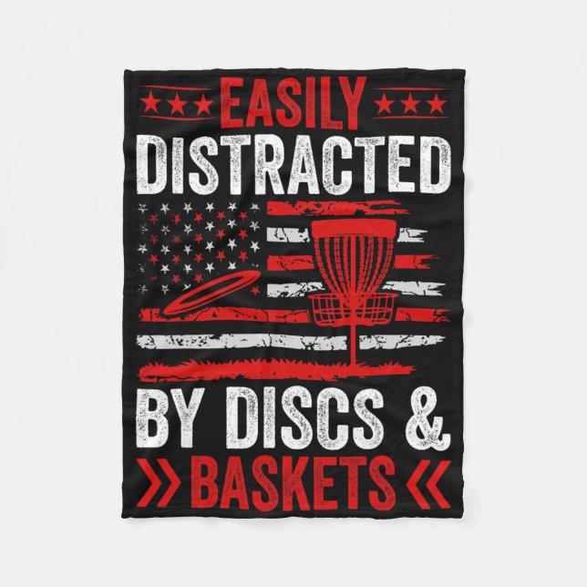 Easily Distracted By Discs And Skets  Fleece Blanket (Front)