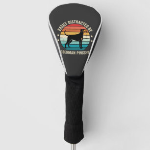Easily Distracted by Doberman Pinscher Retro Sunse Golf Head Cover