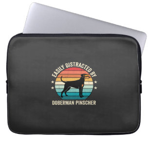 Easily Distracted by Doberman Pinscher Retro Sunse Laptop Sleeve