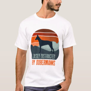 Easily Distracted By Dobermanns Dog Walking T-Shirt