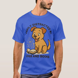 Easily Distracted By Dogs And Book boy T-Shirt