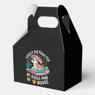 Easily Distracted by Dogs and Books Funny Pets Favour Box