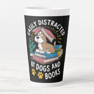 Easily Distracted by Dogs and Books Funny Pets Latte Mug