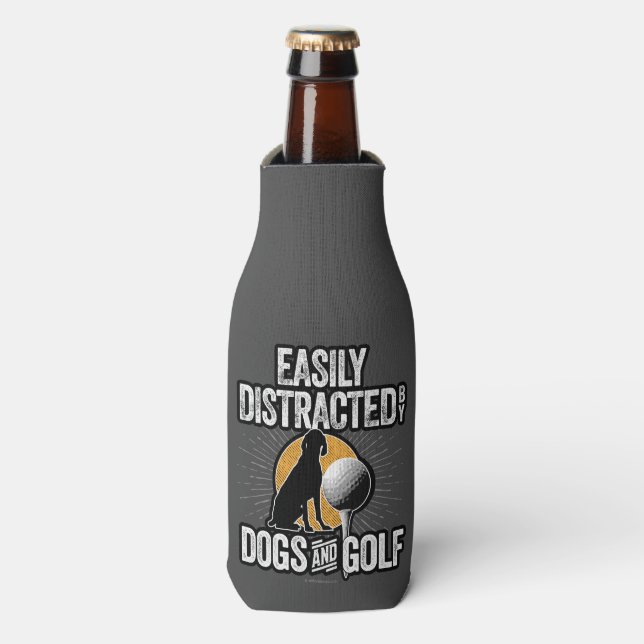 Easily Distracted by Dogs and Golf Bottle Cooler (Bottle Front)