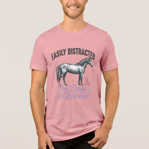 Easily Distracted by Dogs and Horses Shirt Design_
