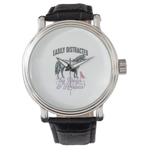 Easily Distracted by Dogs and Horses Shirt Design_ Watch