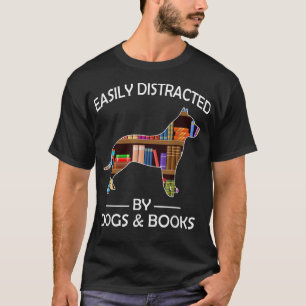 Easily Distracted By Dogs & Books Funny Pitbull Do T-Shirt