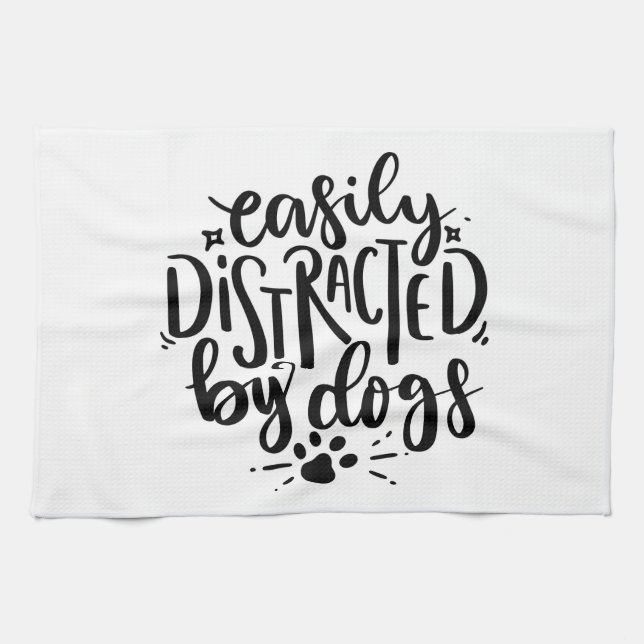 Easily Distracted By Dogs Tea Towel (Horizontal)