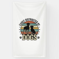 Easily Distracted by Dogs Vintage Silhouette Desig