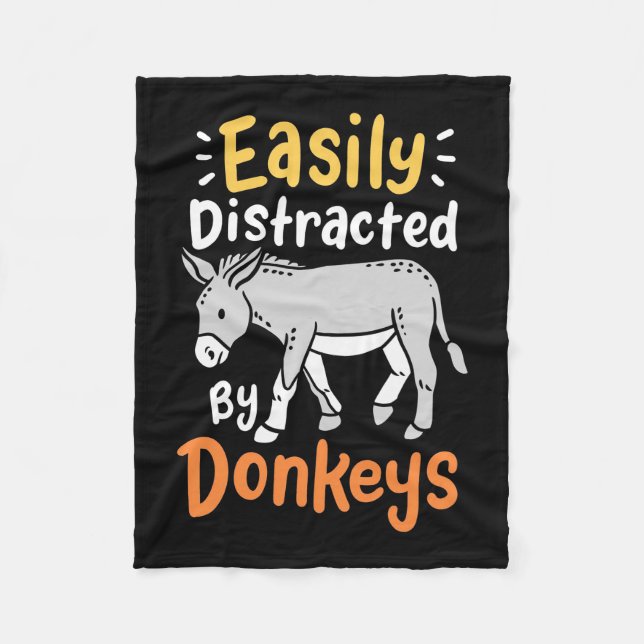 Easily Distracted By Donkeys Fleece Blanket (Front)