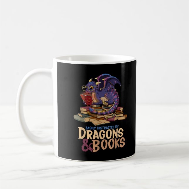 Easily Distracted By Dragons And Books Dragon Book Coffee Mug (Left)
