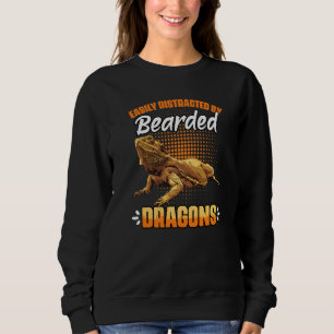 Easily Distracted By Dragons  Beaded Dragon Reptil Sweatshirt