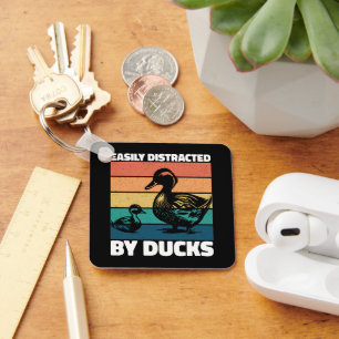 Easily Distracted By Ducks Lover Cool Farming Duck Key Ring