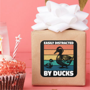 Easily Distracted By Ducks Lover Cool Farming Duck Square Sticker