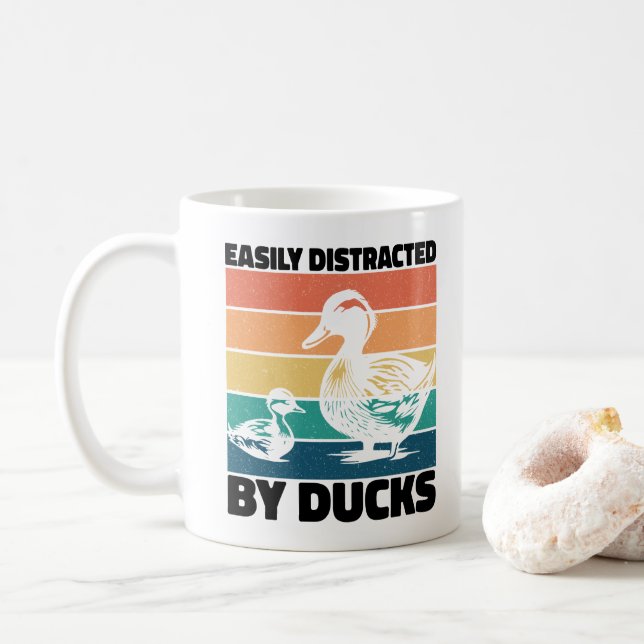 Easily Distracted By Ducks Lover Cool Farming Love Coffee Mug (With Donut)