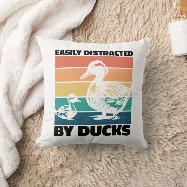 Easily Distracted By Ducks Lover Cool Farming Love Cushion (Blanket)