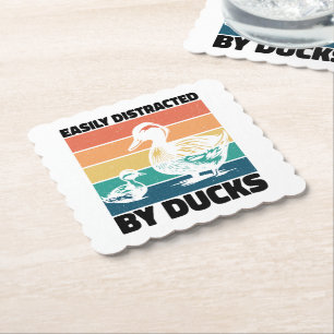 Easily Distracted By Ducks Lover Cool Farming Love Paper Coaster