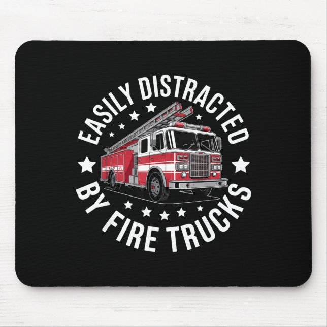 Easily Distracted By Fire Trucks Design  Mouse Pad (Front)