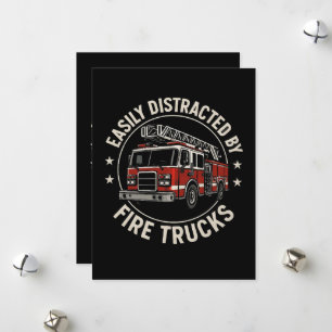 Easily Distracted By Fire Trucks Holiday Card