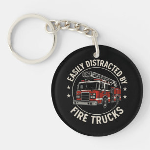 Easily Distracted By Fire Trucks Key Ring