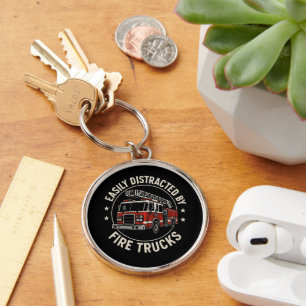 Easily Distracted By Fire Trucks Key Ring