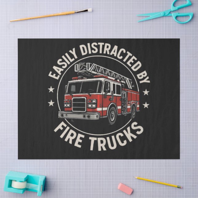 Easily Distracted By Fire Trucks Tissue Paper (Craft)