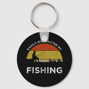 Easily Distracted By Fishing Key Ring