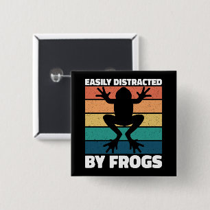 Easily Distracted By Frogs Lovers Colourful Design 15 Cm Square Badge