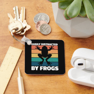 Easily Distracted By Frogs Lovers Colourful Design Key Ring