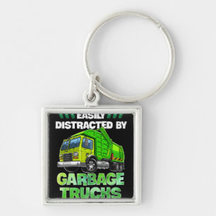 Easily Distracted By Garbage Trucks Funny Gift Key Ring
