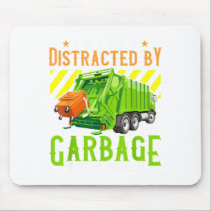Easily Distracted By Garbage Trucks Funny Truck Lo Mouse Pad