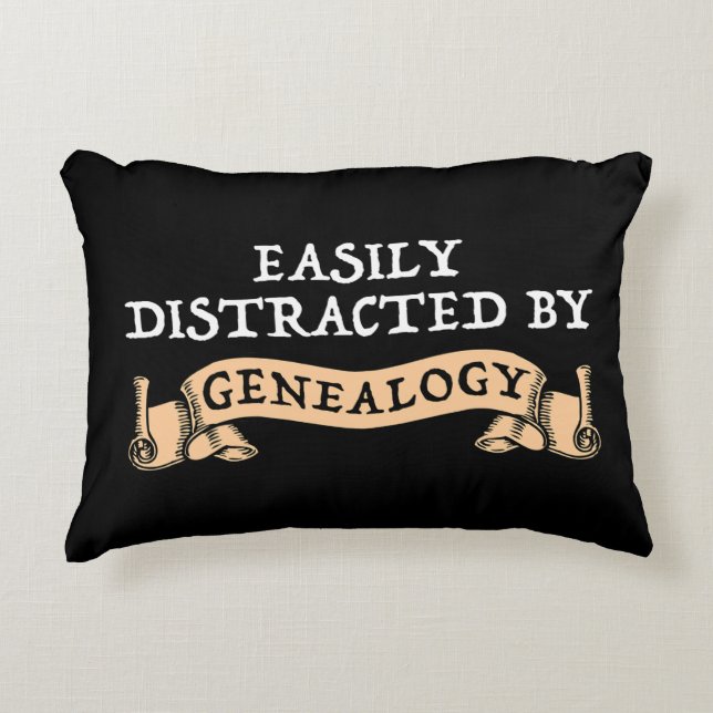 Easily Distracted By Genealogy Decorative Cushion (Front)