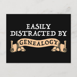 Easily Distracted By Genealogy Postcard