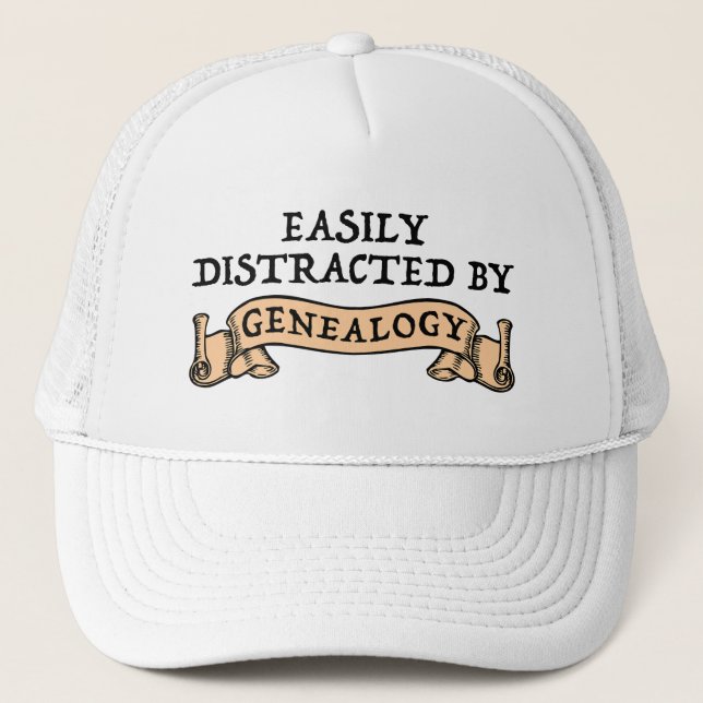 Easily Distracted By Genealogy Trucker Hat (Front)