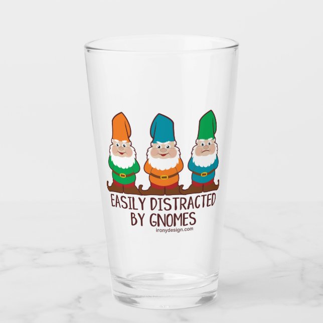 Easily Distracted by Gnomes Glass (Front)