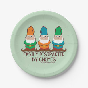Easily Distracted by Gnomes Paper Plate