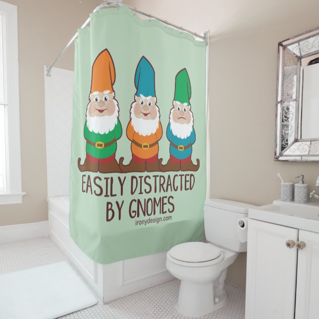 Easily Distracted by Gnomes Shower Curtain (In Situ)