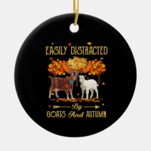 Easily Distracted By Goats And Autumn Fall Season Ceramic Ornament