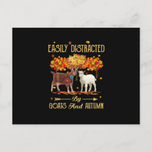 Easily Distracted By Goats And Autumn Fall Season Postcard