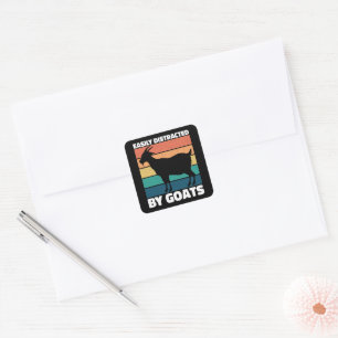 Easily Distracted By Goats Cute Farming Lover Cool Square Sticker