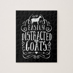 Easily Distracted By Goats Funny Goat Lover Gifts Jigsaw Puzzle