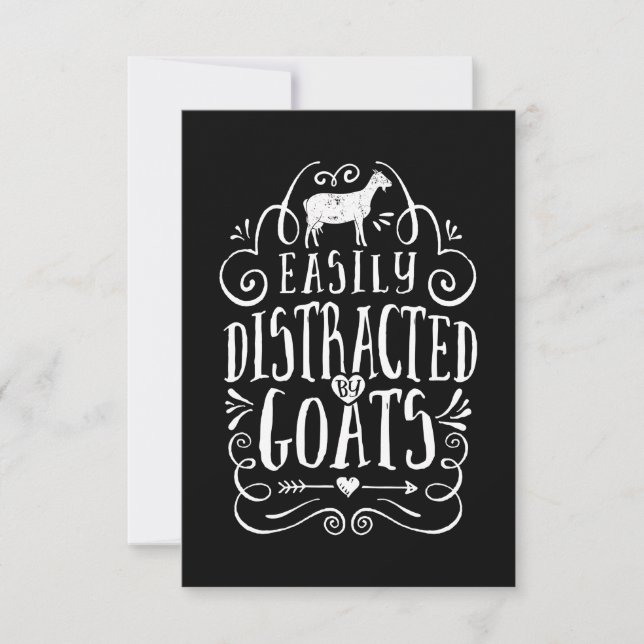 Easily Distracted By Goats Funny Goat Lover Gifts RSVP Card (Front)