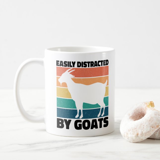 Easily Distracted By Goats Lovers Kawaii Pet Funny Coffee Mug (With Donut)
