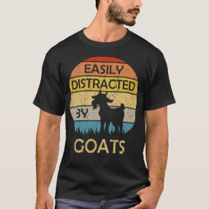 Easily Distracted By Goats Retro Classic Funny Goa T-Shirt